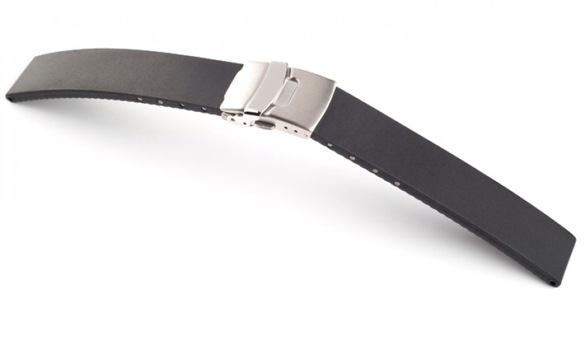 Horlogeband Pure Zwart - Leer - 20mm