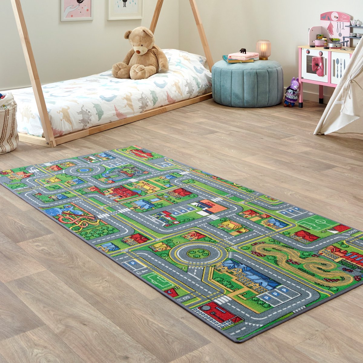 Carpet Studio Playcity Speelkleed - 95x200 cm - Vloerkleed Kinderkamer - Speelmat - Anti-slip Speeltapijt - Verkeerskleed — afbeelding 8