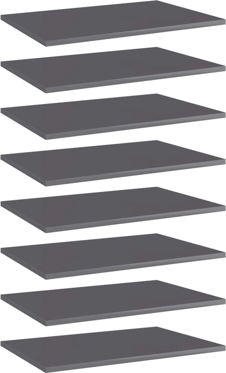 VidaLife Wandschappen 8 st 60x40x1,5 cm spaanplaat hoogglans grijs
