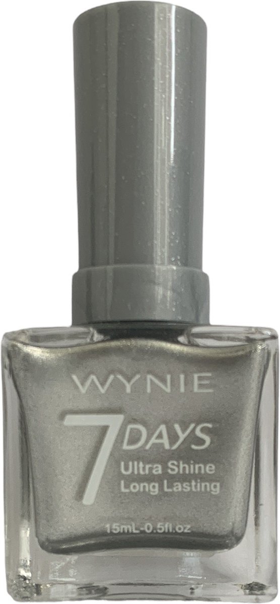 Wynie - Nagellak 7 Days Ultra Shine Long Lasting - Zilver Mini Glitter/Shimmer/Metallic - 1 flesje met 15 ml inhoud - Nummer 536
