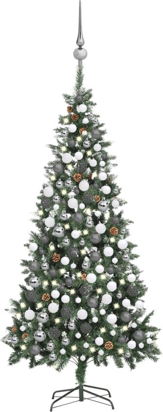 vidaXL Kunstkerstboom met scharnieren dennenappels en bessen 240 cm