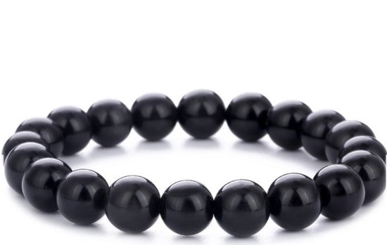 UrbanGoods - Zwarte onyx - Obsidian - Natuursteen - Armband voor Mannen en Vrouwen - Cadeau