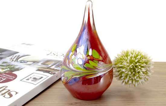 Urn - Glazen Urn - Druppel Urn - Mini Urn Druppel ''Red & Multicolor''