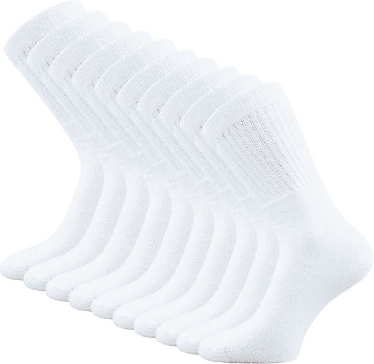 10 paar SQOTTON® Werk- en Sportsokken - Wit - Maat 47-50
