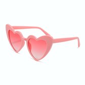 DAEBAK Roze vrouwen zonnebril in hart vorm [Pink] met hartjes zonnebrillen met zwarte glazen Dames Festival Sunglasses