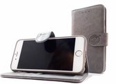 Samsung Galaxy S22 - Étui portefeuille en cuir gris Vintage - Étui portefeuille en cuir intérieur coloré TPU - Étui livre - Étui à rabat - Boek - Étui de protection 360º pour téléphone