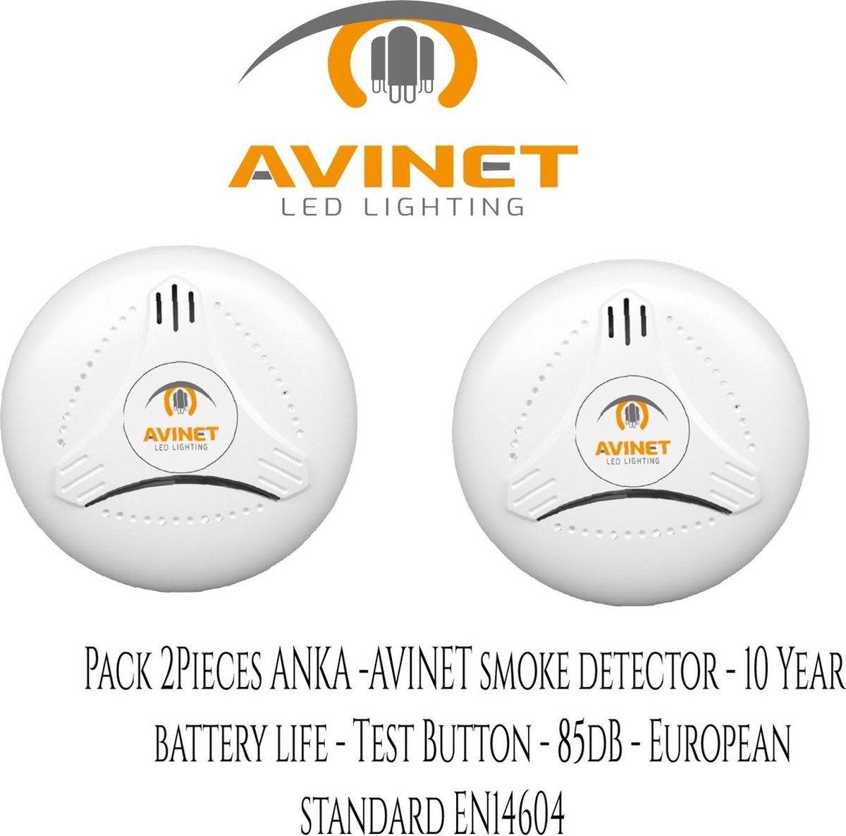 Pak van 2 * ANKA-AVINET AJ-761 Autonome Rookmelder 10 Jaar Batterij, Draadloos, Voldoet aan de Europese norm EN14604