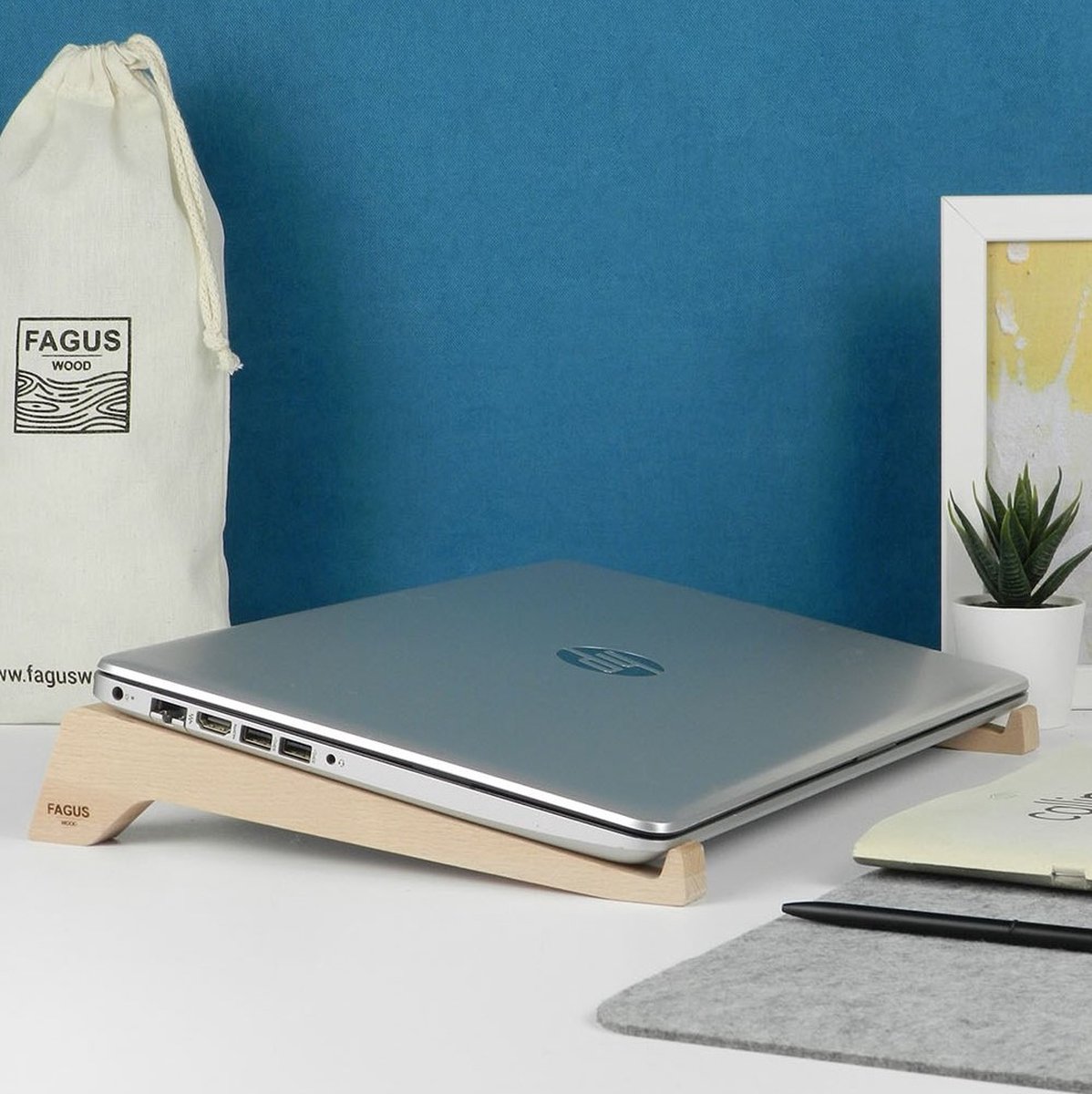 Fagus Wood - Simple Laptop Standaard - Natuurlijk Laptop Standaard - Kantoor Laptop Organizer - Nieuw Werk Cadeau - Natural Kleur