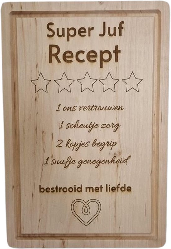 Foto: Lbm super juf recept snijplank 20 x 30 cm hout