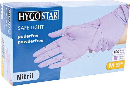 Hygostar wegwerp handschoenen nitril poedervrij lila - maat M - 100 stuks |  bol.com