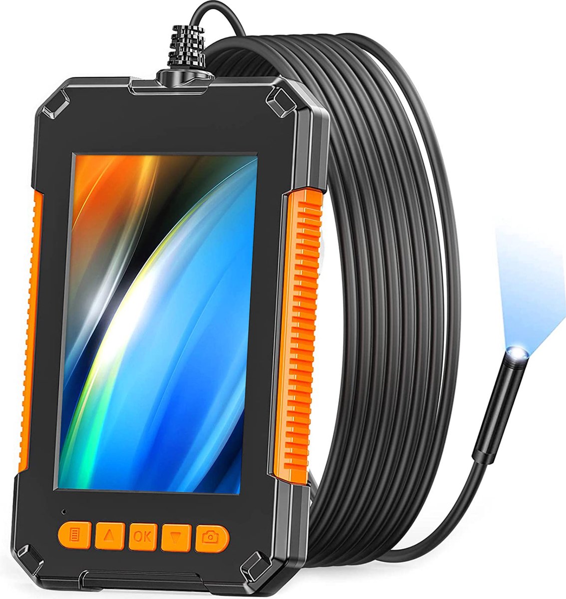 Endoscope Industriel 5m Câble Haute Résistance 1080P IP67 étanche Caméra  d'inspection Endoscope à Domicile pour Voiture (Orange)