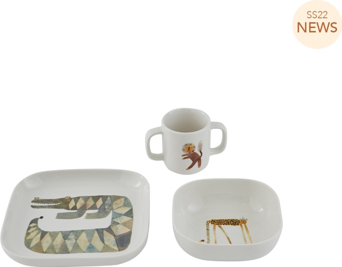 Goedkoopste OYOY Moira Kinderservies set Crocodille Gustav - Servies kind - Offwhite