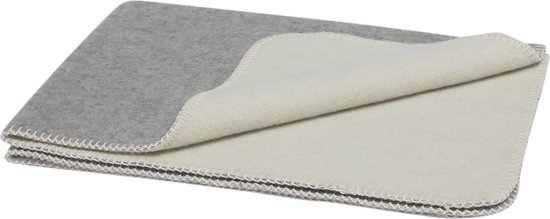 Couverture en laine Yumeko gris / blanc 150x220