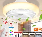 UnicLamps LED - Plafondlamp Met Ventilator En Dimmer - Met Afstandsbediening & Alexa & Google Assistant - 3 Standen Ventilator - Woonkamerlamp - Moderne lamp - Plafoniere