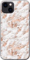 iPhone 13 hoesje - Rose goud - Patroon - Marmer - Luxe - Siliconen Telefoonhoesje