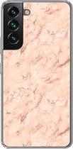 Geschikt voor Samsung Galaxy S22 hoesje - Marmer print - Roségold - Patronen - Luxe - Siliconen Telefoonhoesje