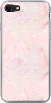 Geschikt voor iPhone SE 2020 hoesje - Marmer print - Roze - Glitter - Goud - Patronen - Siliconen Telefoonhoesje