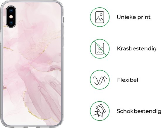 Coque pour iPhone Xs Max - Marbre - Doré - Ligne - Coque de téléphone en Siliconen