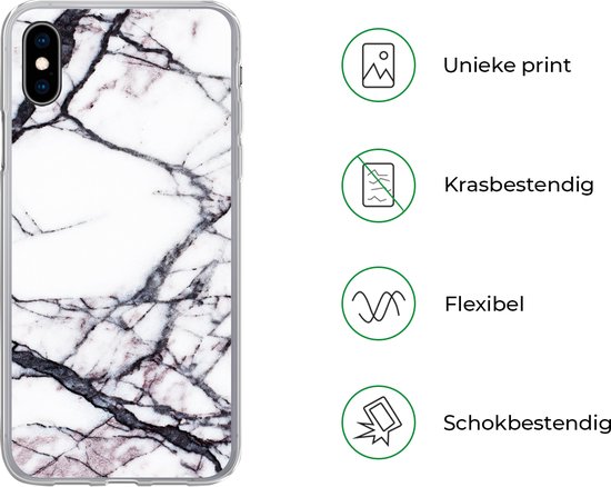 Étui iPhone Xs Max - Marbre - Wit - Pierre - Étui de téléphone en Siliconen