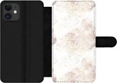 Bookcase Geschikt voor iPhone 11 telefoonhoesje - Marmer print - Geometrie - Goud - Met vakjes - Wallet case met magneetsluiting