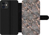 Bookcase iPhone 11 telefoonhoesje - Marmer - Rose - Grijs - Patronen - Met vakjes - Wallet case met magneetsluiting