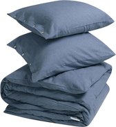 Yumeko overtrekset velvet flanel denim blauw 240x220 + 2/60x70 - Biologisch & ecologisch