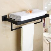 Polaza®️ Roestvrijstalen Handdoekrek - Handdoekenrek - Handdoek Organizer - Badkamer Rek - Eenvoudig & Modern - Zwart - RVS