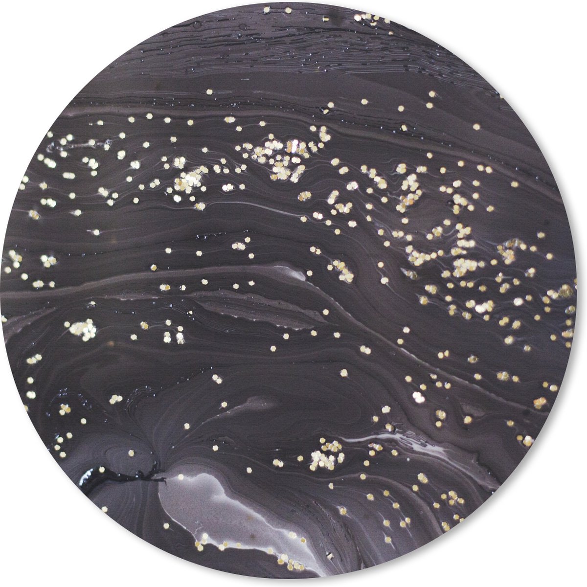 Muismat rond 30x30 cm - Mousepad Marmer - Zwart - Goud - Grijs - Ronde muismatten
