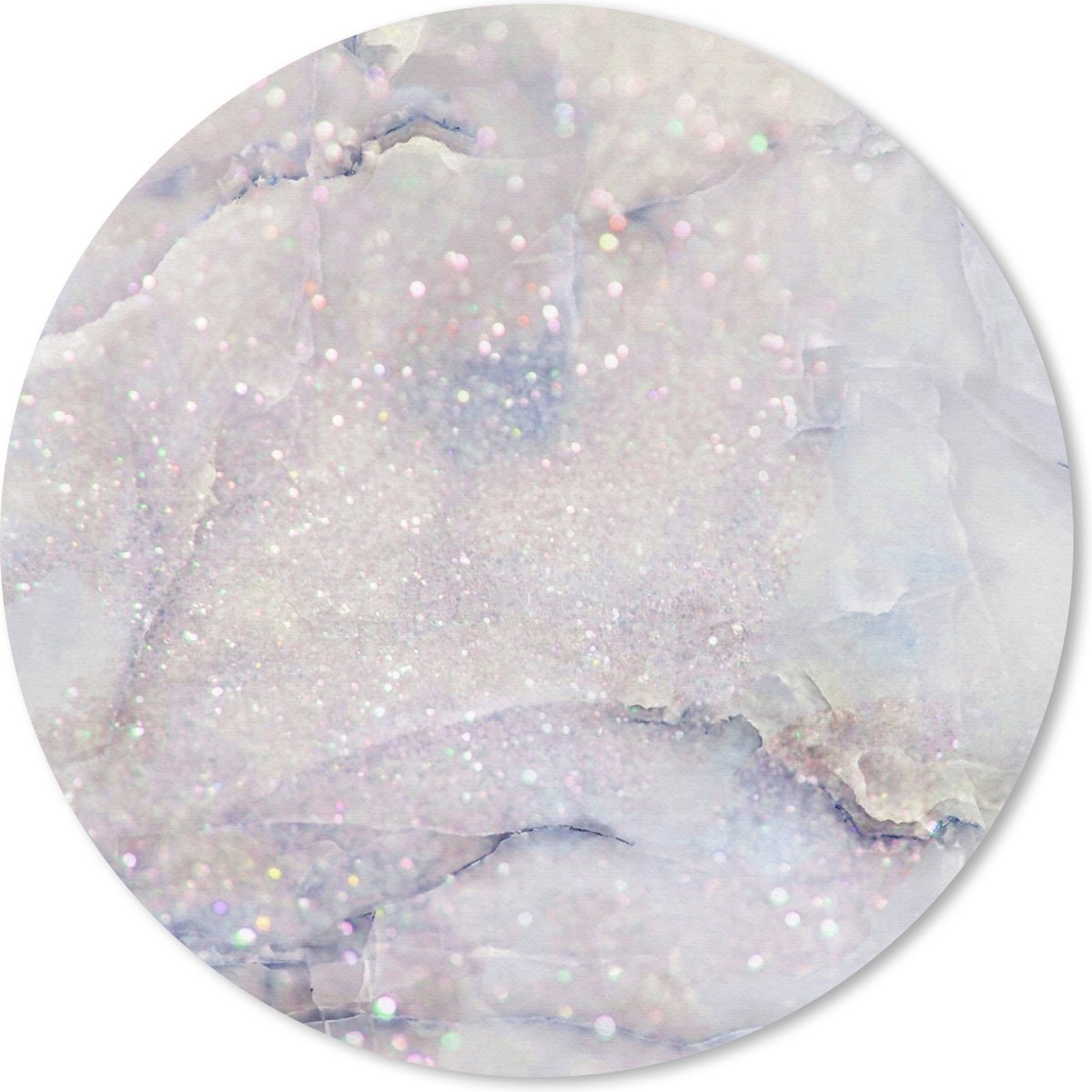 Muismat rond 30x30 cm - Mousepad Marmer - Glitter - Blauw - Ronde muismatten