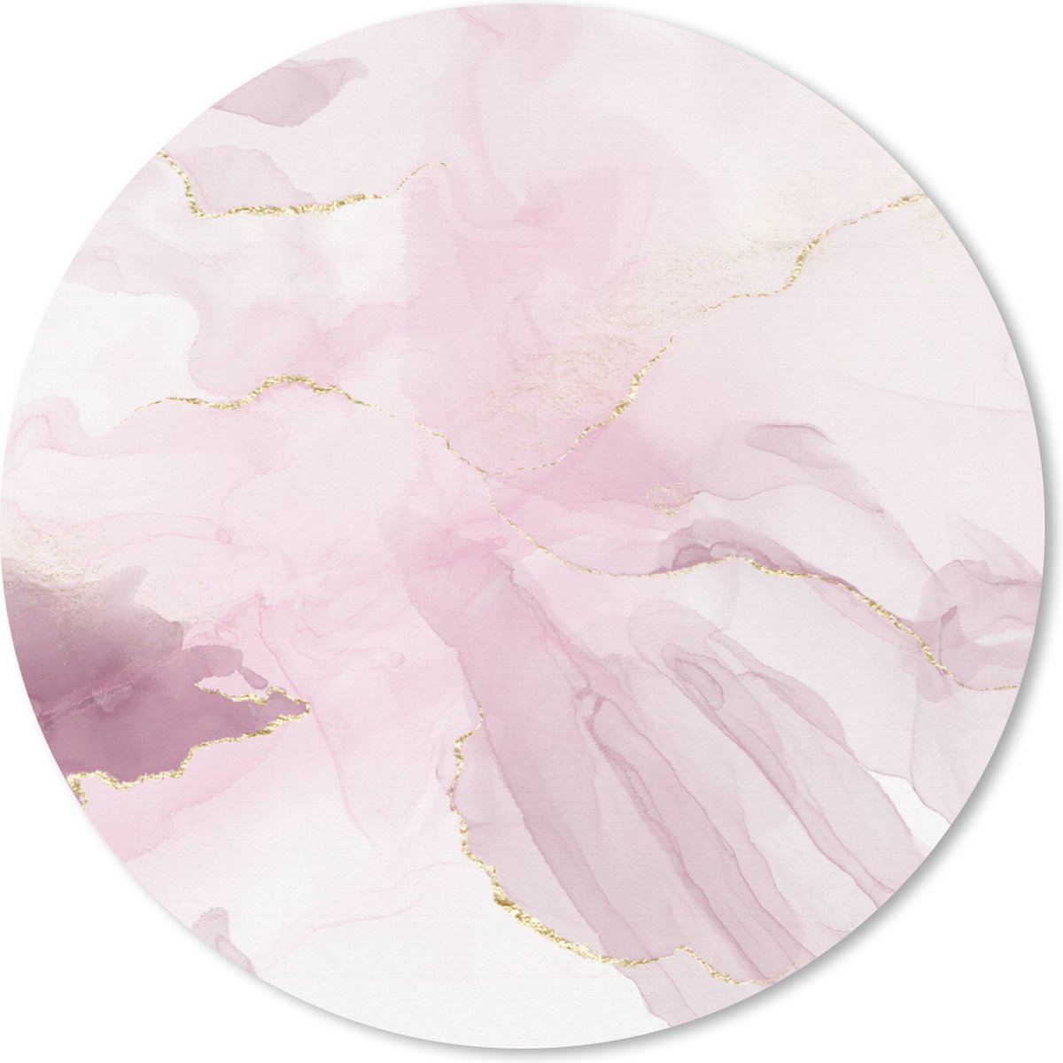 Muismat rond 20x20 cm - Mousepad Marmer - Paars - Gouden - Ronde muismatten
