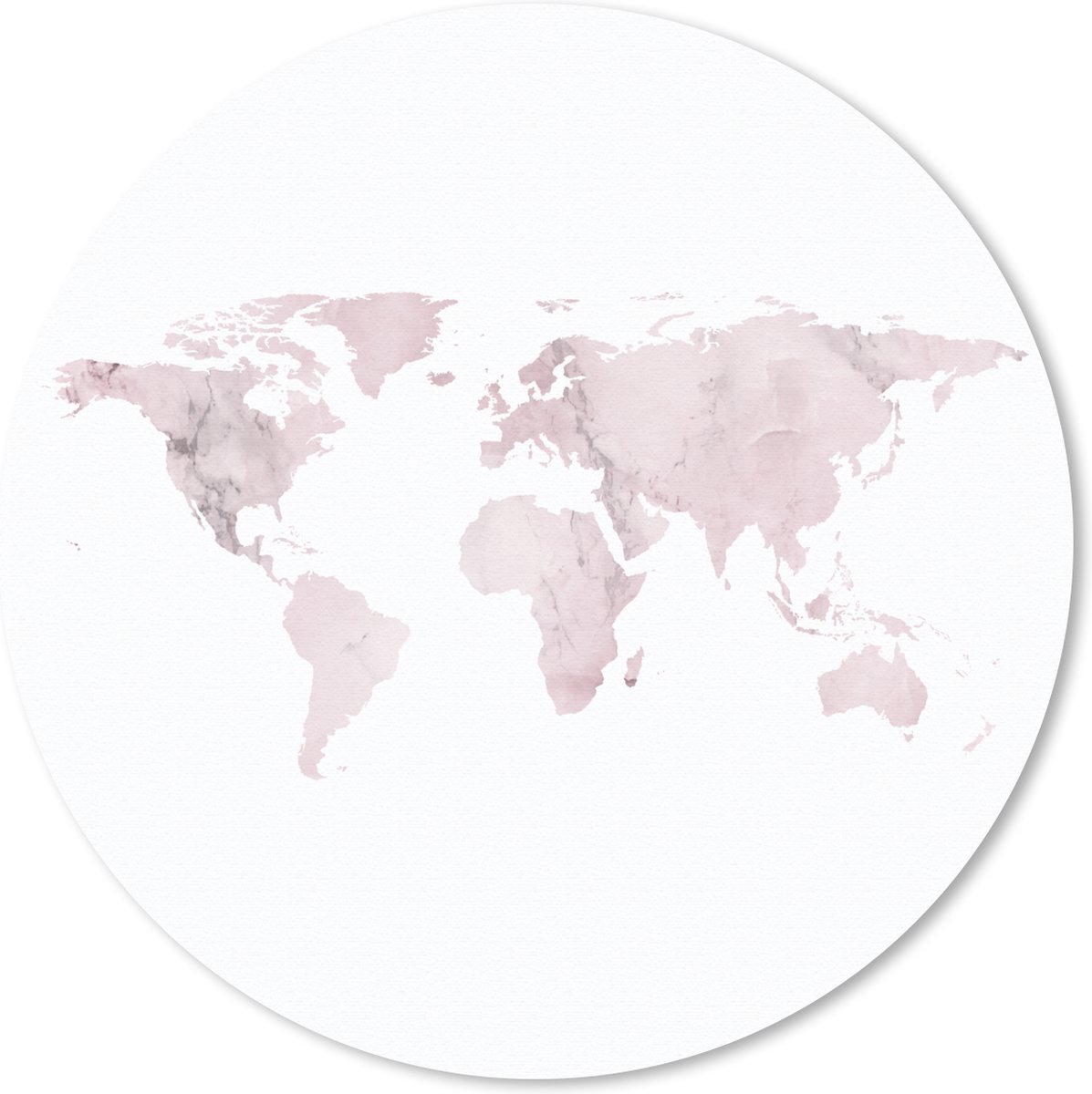 Muismat rond 20x20 cm - Mousepad Wereldkaart - Marmer print - Roze - Ronde muismatten