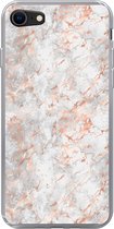 Geschikt voor iPhone SE 2022 hoesje - Rose goud - Marmer print - Wit - Patroon - Siliconen Telefoonhoesje