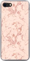 Geschikt voor iPhone SE 2022 hoesje - Marmer print - Rose goud - Patronen - Chic - Siliconen Telefoonhoesje