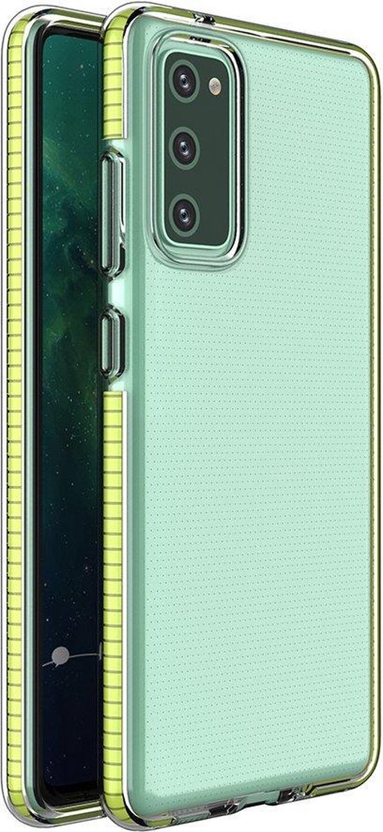 Spring Case clear TPU gel cover geschikt voor Samsung Galaxy A72 4G - geel frame