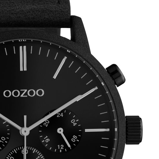 OOZOO Timepieces - Montre noire avec bracelet en cuir noir - C10919 - Ø45 |  bol.com