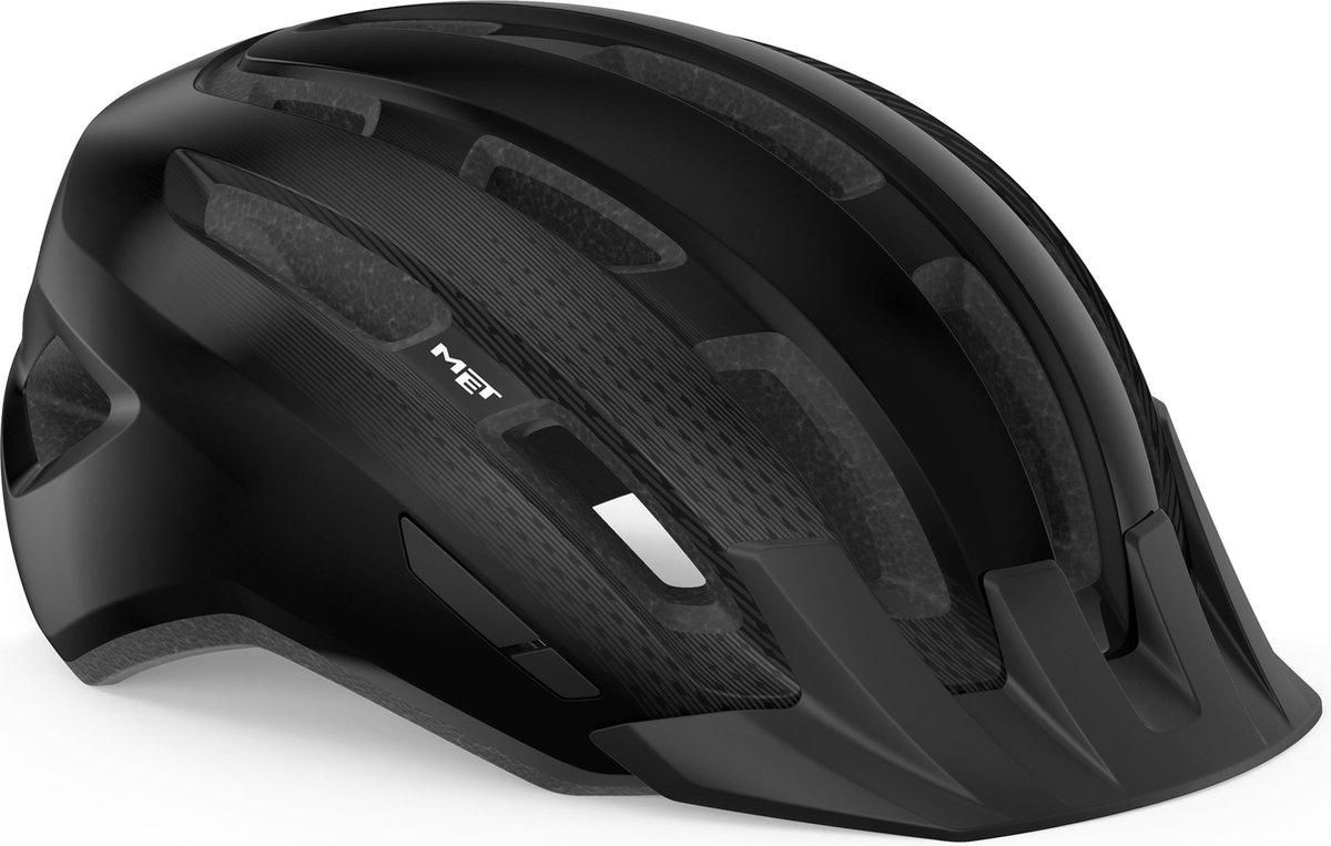 MET Downtown Fietshelm Mannen & Vrouwen – Fietshelm Racefiets Volwassenen – E-Bike – Trekking – Maat M/L (58-61cm) – Black Glossy (Zwart)