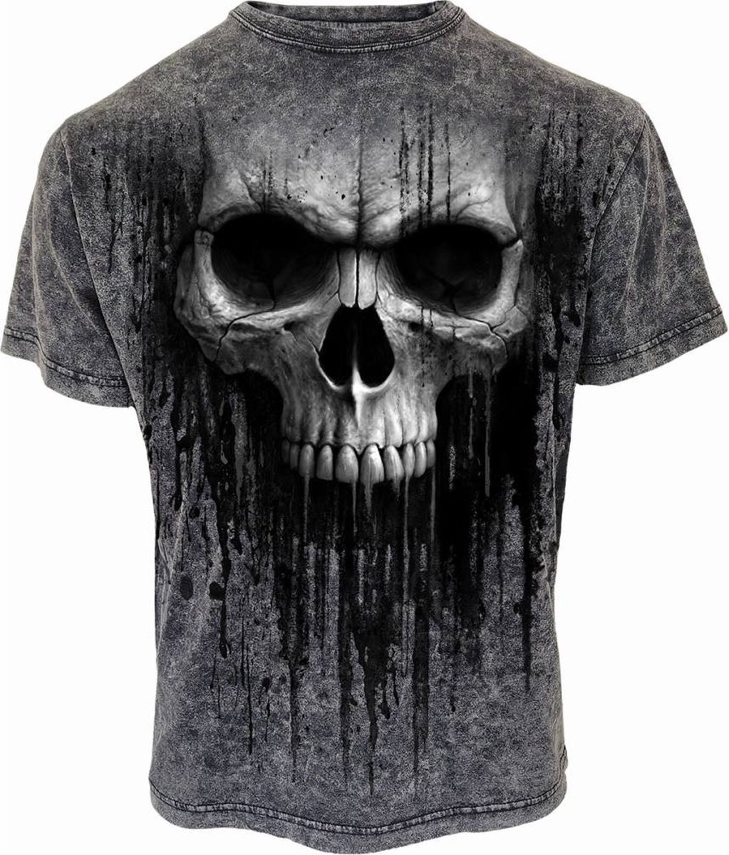 Spiral - ACID SKULL Heren Tshirt - S - Zwart/Grijs