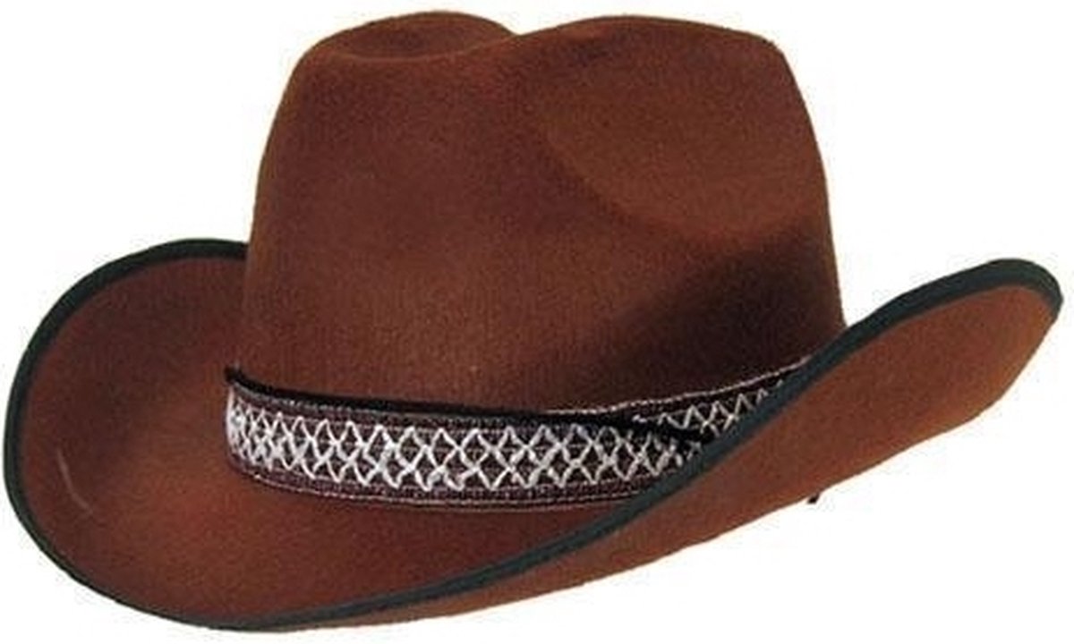 Faram Party Cowboyhoed - bruin - vilt - volwassenen - western hoed - verkleedhoed cowboy - Carnaval - feesthoed