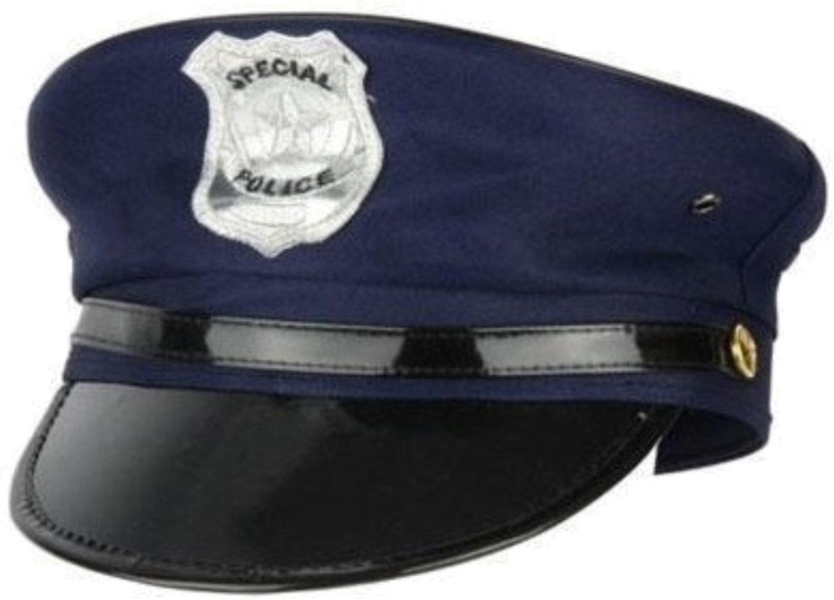 Faram party carnaval verkleed Politiepet - blauw - voor volwassenen - Politieagent - Police