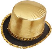 Hoge hoed goud met pailletten