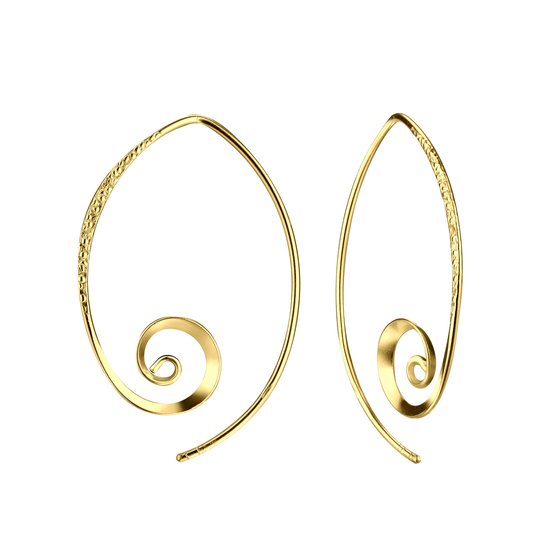 Zilveren gold plated spiraal oorhangers | spiral zilver gold plated | oorbellen dames zilver | Zilverana | sieraden vrouw | Sterling 925 Silver