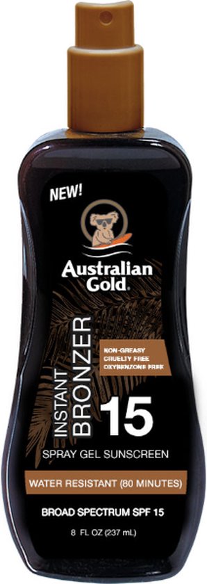 Australian Gold SPF 15 Spray Gel met Bronzer - 237 ml - zonnebrandcrème |  bol