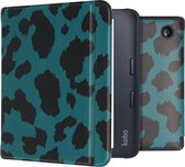 Hoesje geschikt voor Kobo Libra 2 E-reader - iMoshion Design Slim Hard Case Bookcase - Ook geschikt voor Tolino Vision 6 - Green Leopard