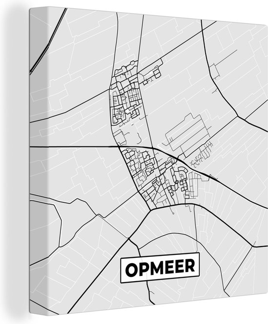 Peinture sur toile Opmeer - Carte - Plan de la ville - Plan d'étage - 20x20 cm - Décoration murale