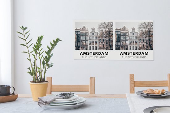 Toile Peinture Amsterdam - Nederland - Maisons - 80x40 cm - Décoration murale