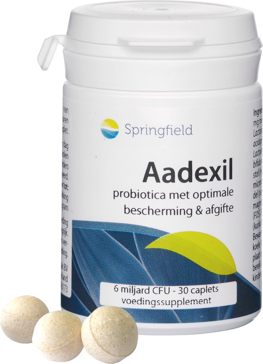 Goedkoopste Springfield Aadexil Probiotica - 6 miljard CFU met geleidelijke afgifte - Bio-tract technologie- 30 Caplets