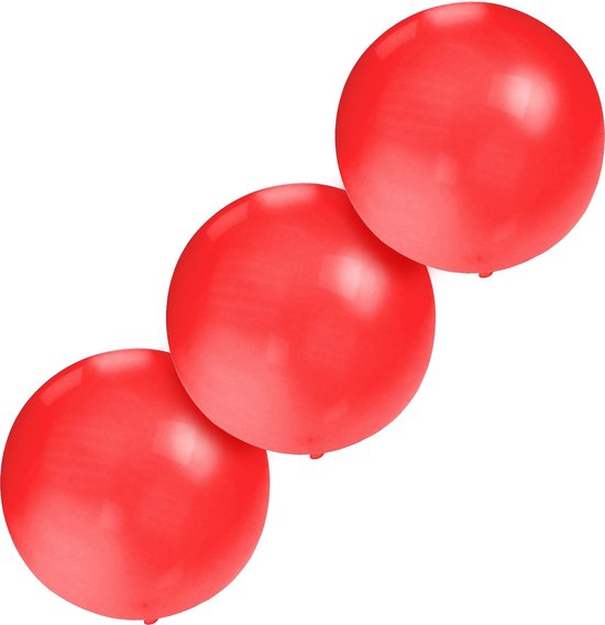 Set van 3x stuks groot formaat rode ballon met diameter 60 cm - Feestartikelen/versieringen