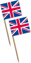 100x stuks Engeland/great Britain vlaggetjes cocktailprikkers van 10 cm - Tafel feestartikelen/versiering