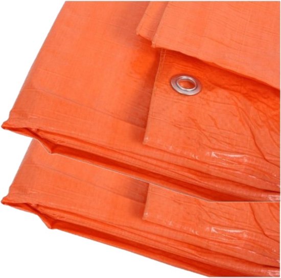 Foto: 2x stuks outdoor camping oranje afdekzeil dekzeil 2 x 3 meter met ringen