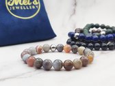 Mei's | Handmade Earth Stones | Polsmaat 19 cm / Botswana Agaat / armband dames mannen / handgemaakte sieraad | Edelsteen / 316L Roestvrij Staal / Stainless Steel | Bruin / Beige